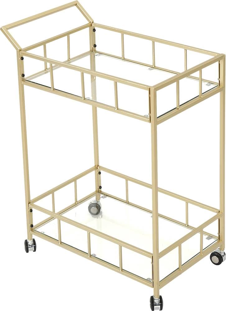 Noble House - Fowler Tempered Glass and Iron Bar Cart - Gold