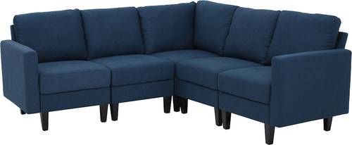 Noble House - Gosport Fabric 5-Piece Sectional Sofa - Dark Blue