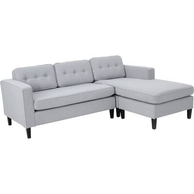 Noble House - Selmer L-Shaped Fabric 2-Piece Sectional Sofa - Light Gray