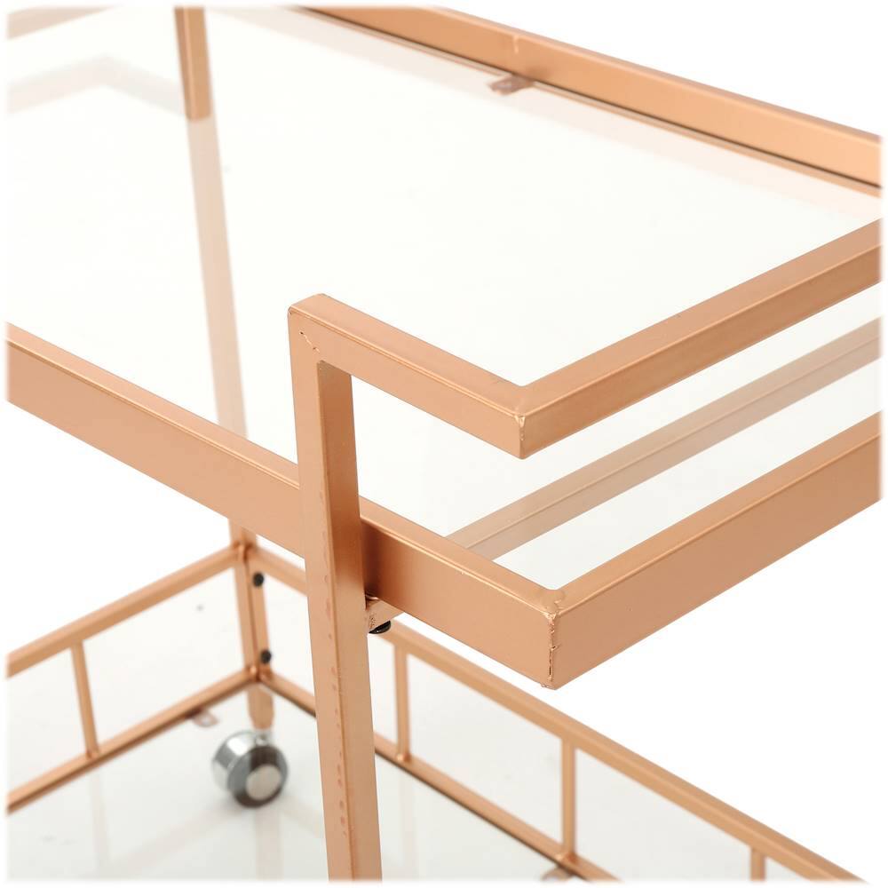 Best Buy Noble House Masonville Iron and Glass Bar Cart Rose Gold 304466