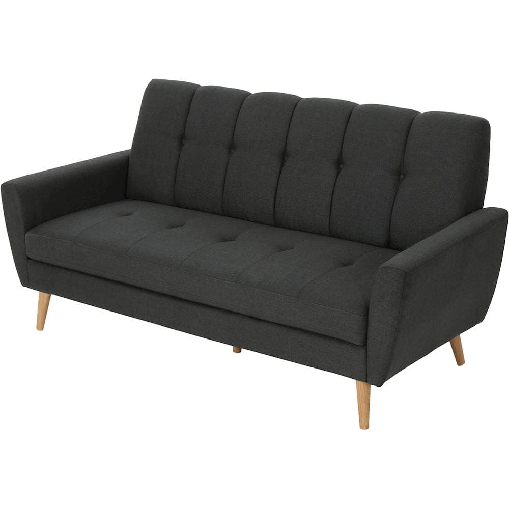 Left View: Noble House - Loomis 3-Seat Fabric Sofa - Black