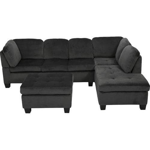 Noble House - Fayette 2-Piece Sectional Sofa with Ottoman - Charcoal