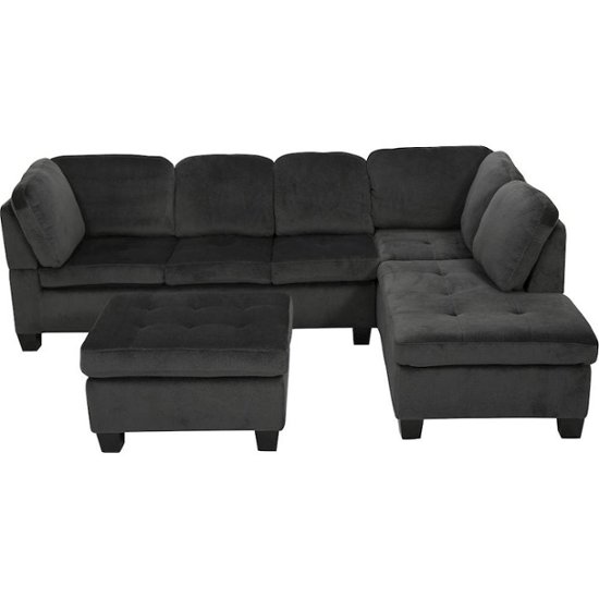 Noble House Fayette LShaped Fabric 3Piece Sectional Sofa With Ottoman