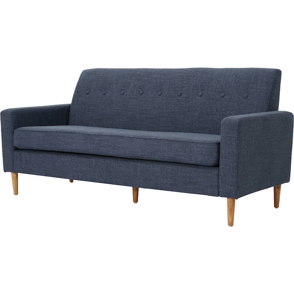 Left View: Noble House - Elkmont 3-Seat Fabric Sofa - Dark Blue