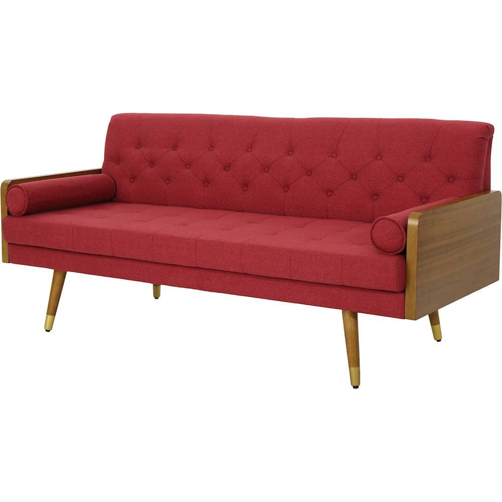 Angle View: Noble House - Redcrest Tufted 3-Seat Fabric Sofa - Red