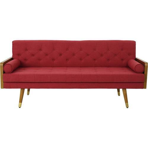 Noble House - Redcrest Tufted 3-Seat Fabric Sofa - Red