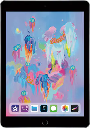 Front. Apple - Geek Squad Certified Refurbished iPad with Wi-Fi - 128GB - Space Gray.