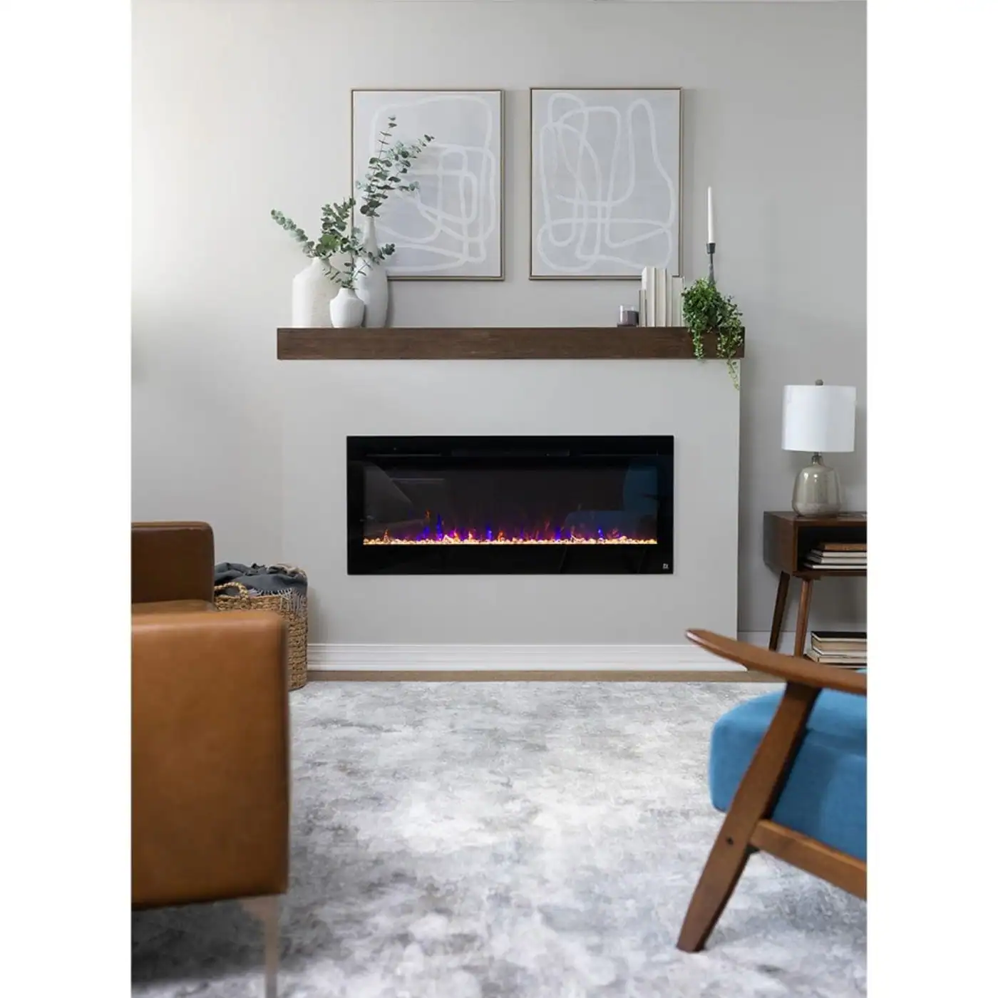 Alt View 1. Touchstone Home Products - 50 in. Wall Mounted Recessed Sideline Smart Electric Fireplace 1500W - Black.