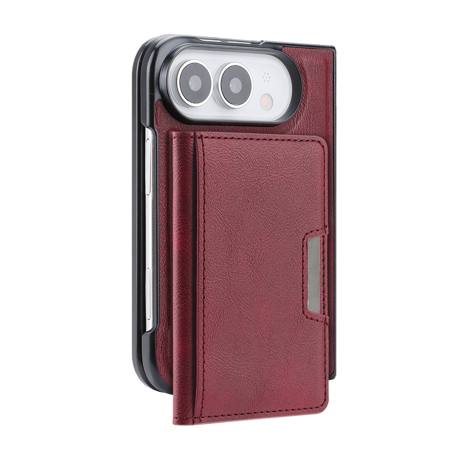 Alt View 6. UUCOVER - Magnetic Detachable Wallet Case For Apple iPhone Duo with Card Slots, Kickstand, Compatible with MagSafe Slim Back Cover - Winered.