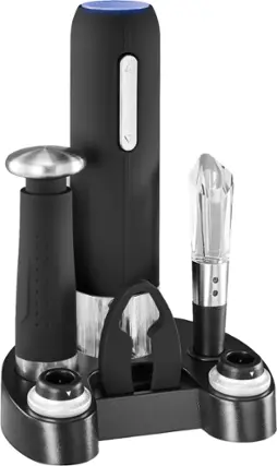 Angle. Modal™ - Rechargeable Wine Opener and Preserver Set - Black.
