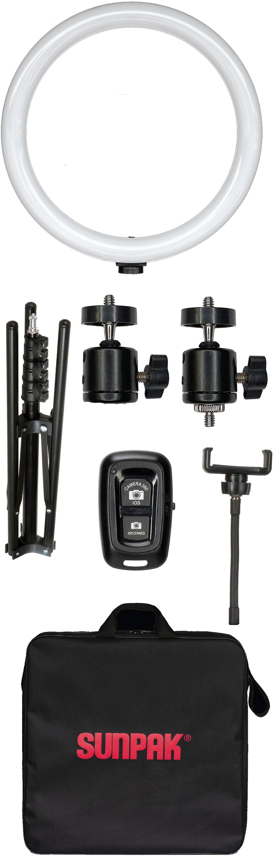 Left. Sunpak - 12" Bicolor LED Ring Light Kit - Black.