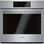 Front. Bosch - 800 Series 30" Built-In Single Electric Convection Wall Oven with Wifi - Stainless steel.