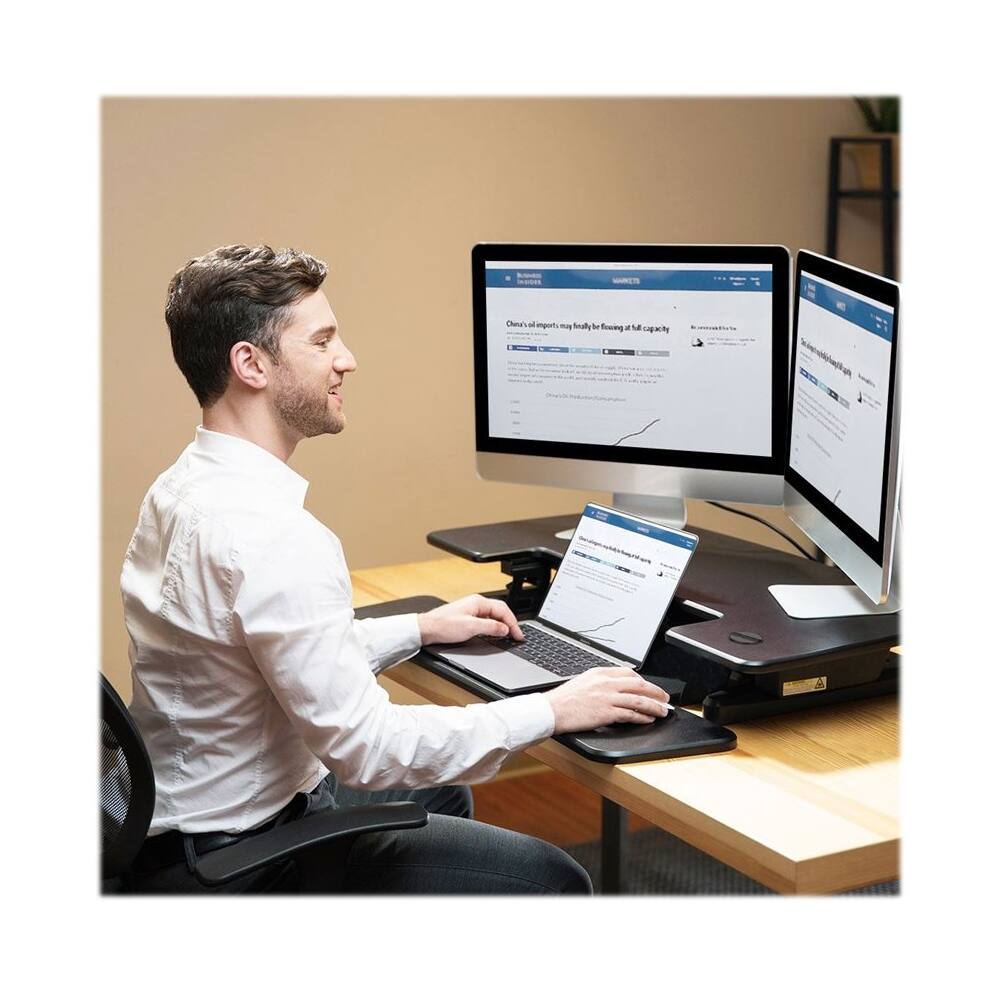 Alt View 12. FlexiSpot - AlcoveRiser Standing Desk Converter With Adjustable Height - Black.