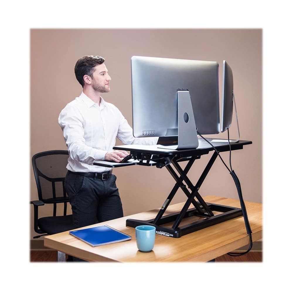 Alt View 13. FlexiSpot - AlcoveRiser Standing Desk Converter With Adjustable Height - Black.