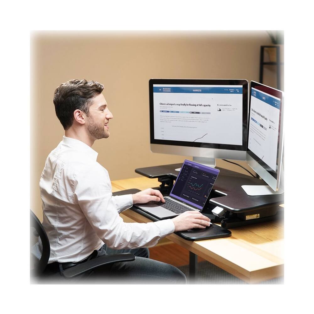 Alt View 14. FlexiSpot - AlcoveRiser Standing Desk Converter With Adjustable Height - Black.