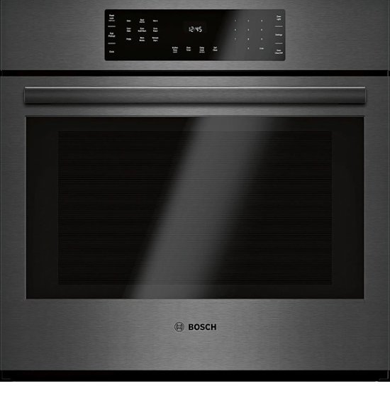Front Zoom. Bosch - 800 Series 30" Built-In Single Electric Convection Wall Oven with Wifi - Black stainless steel.