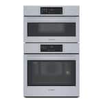 Bosch - 800 Series 30" Combination Electric Wall Oven with European Convection and Speed Microwave - Stainless Steel - Stainless steel - Front_Standard