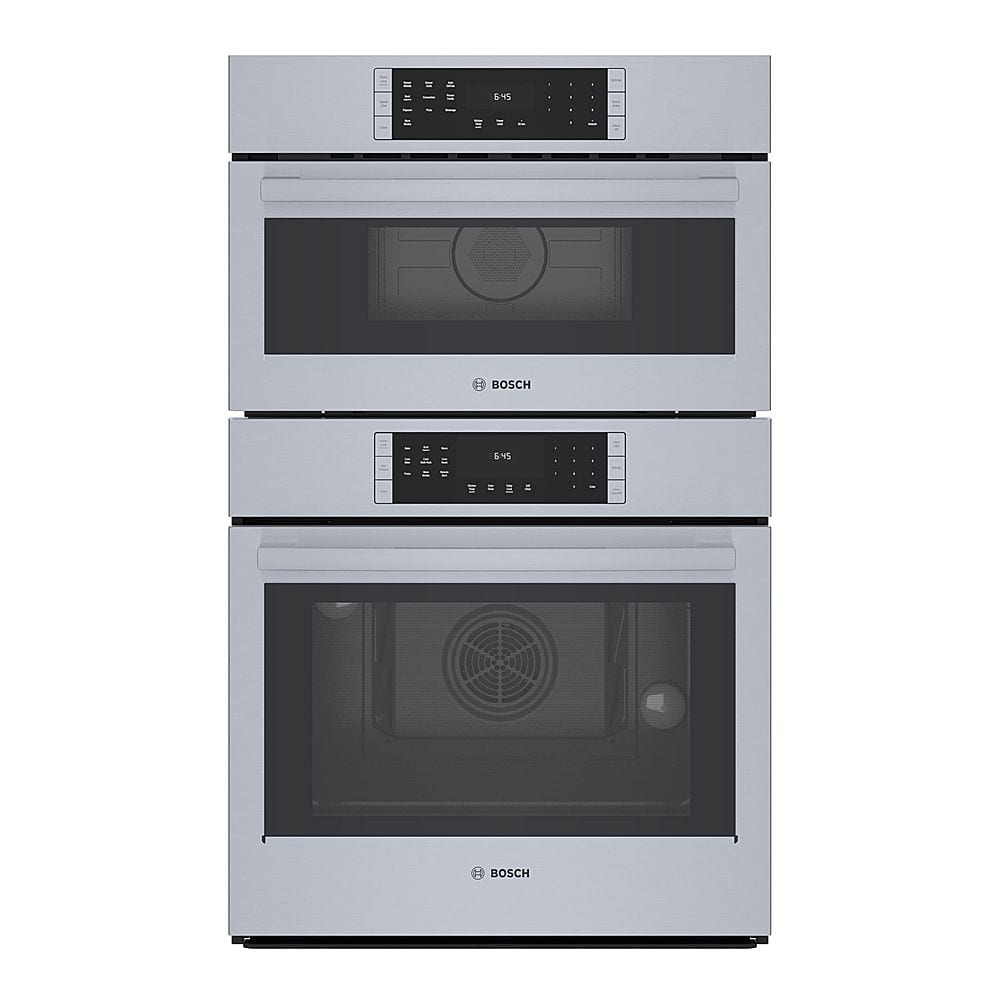 Front. Bosch - 800 Series 30" Built-In Electric Convection Combination Wall Oven with Speed Microwave and Wifi - Stainless steel.