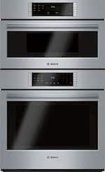 Bosch - 800 Series 30" Single Electric Convection Wall Oven with Built-In Microwave - Stainless steel - Front_Standard