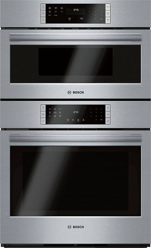 Front. Bosch - 800 Series 30" Built-In Electric Convection Combination Wall Oven with Microwave and Wifi - Stainless steel.