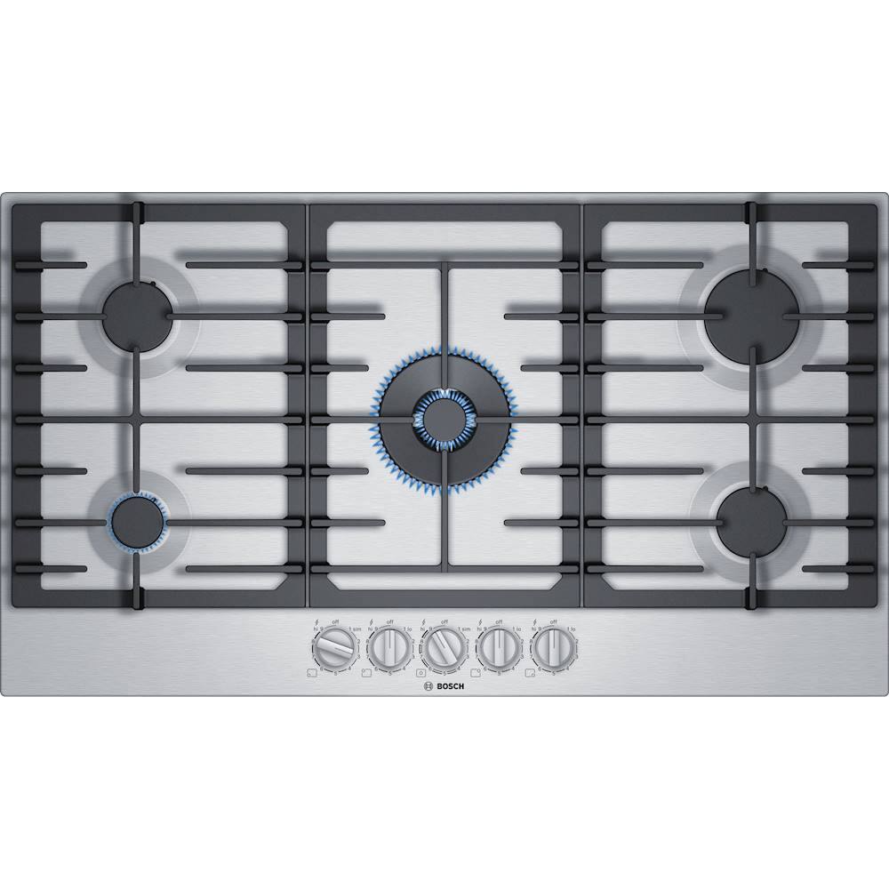 Alt View 14. Bosch - 800 Series 36" Built-In Gas Cooktop with 5 burners - Silver.