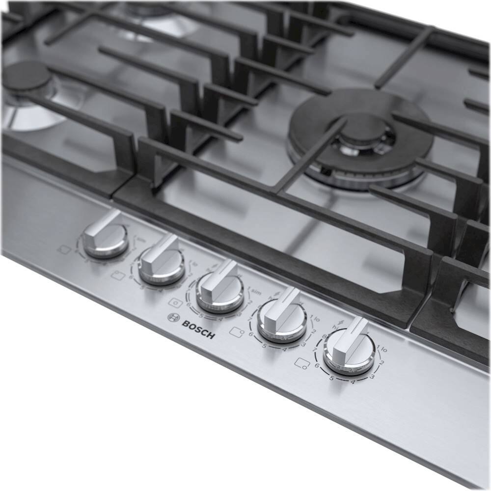 Alt View 17. Bosch - 800 Series 36" Built-In Gas Cooktop with 5 burners - Silver.