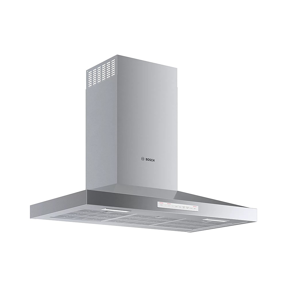 Angle View: Bosch - 800 Series 36" Externally Vented Range Hood - Stainless steel