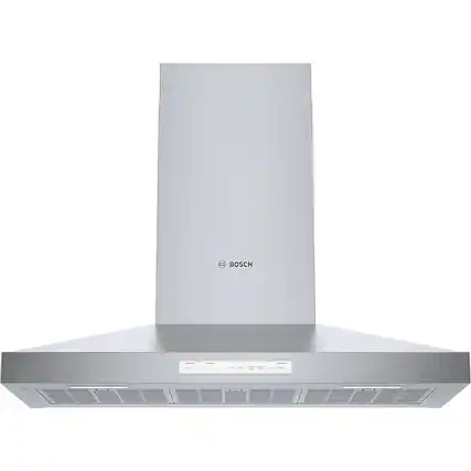 Front. Bosch - 800 Series 36" Externally Vented Range Hood - Stainless steel.