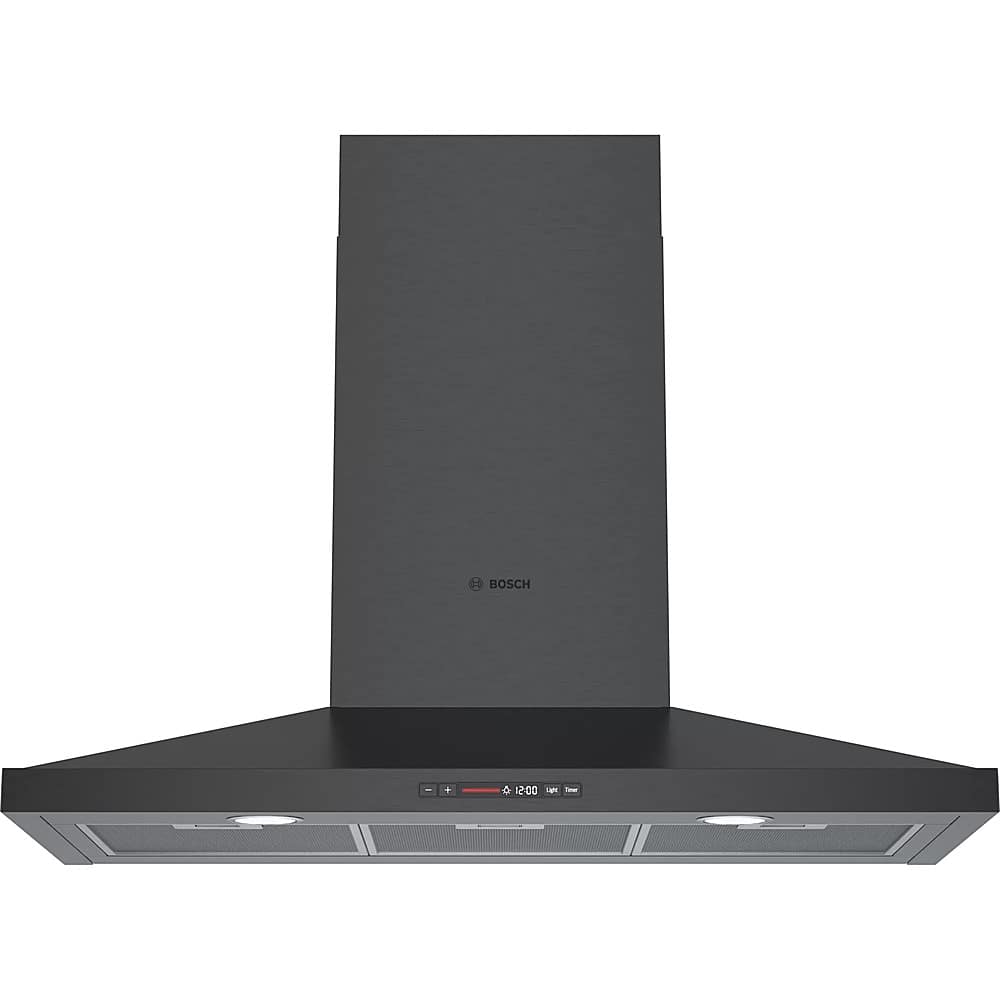 Front. Bosch - 800 Series 36" Convertible Range Hood - Black stainless steel.
