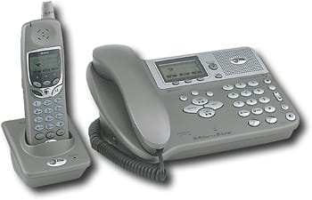 Angle Standard. AT&T - 2.4GHz 2-Line Expandable Phone Machine - Mica/Silver.
