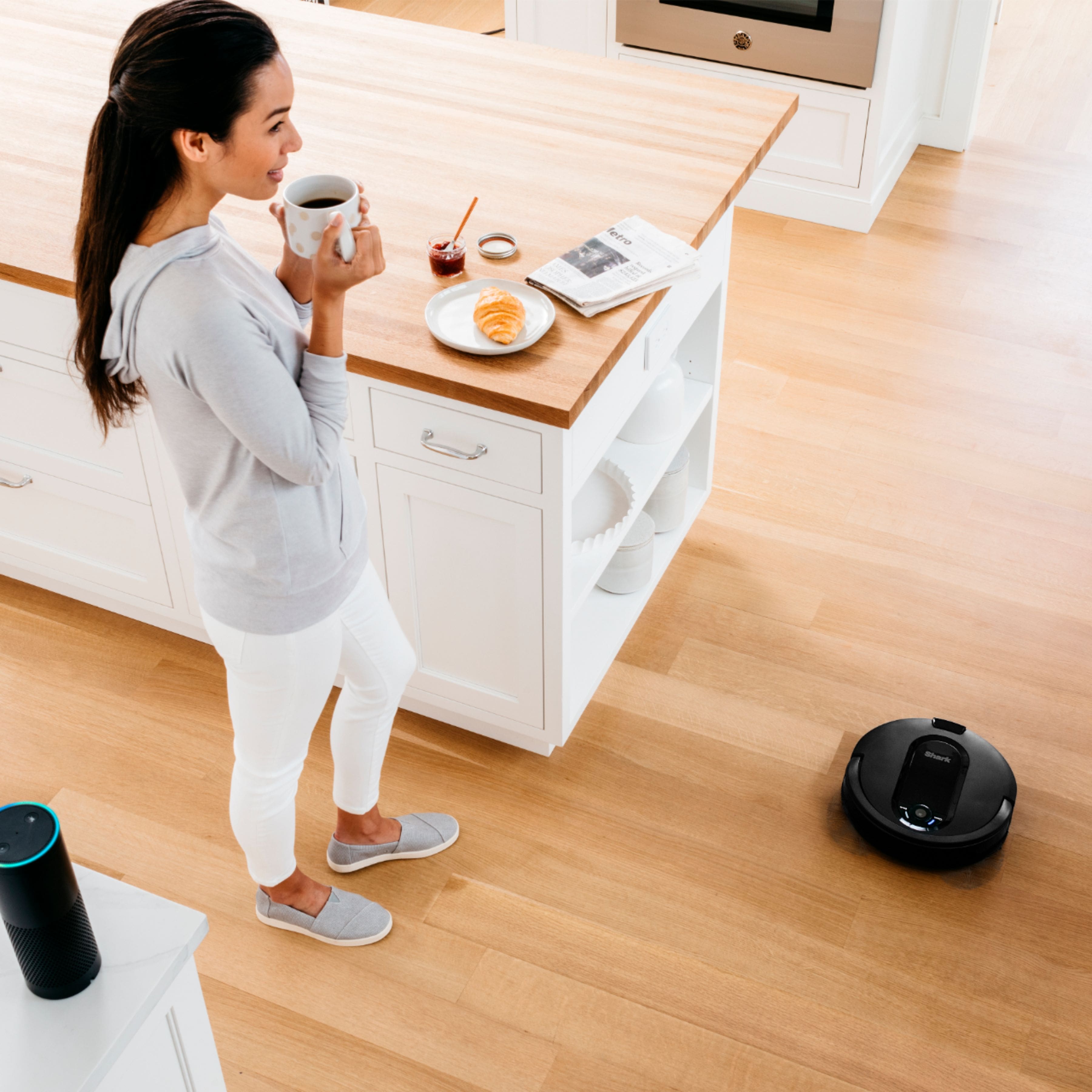 Alt View 19. Shark - IQ Robot R101 Wi-Fi Connected Robot Vacuum - Black.