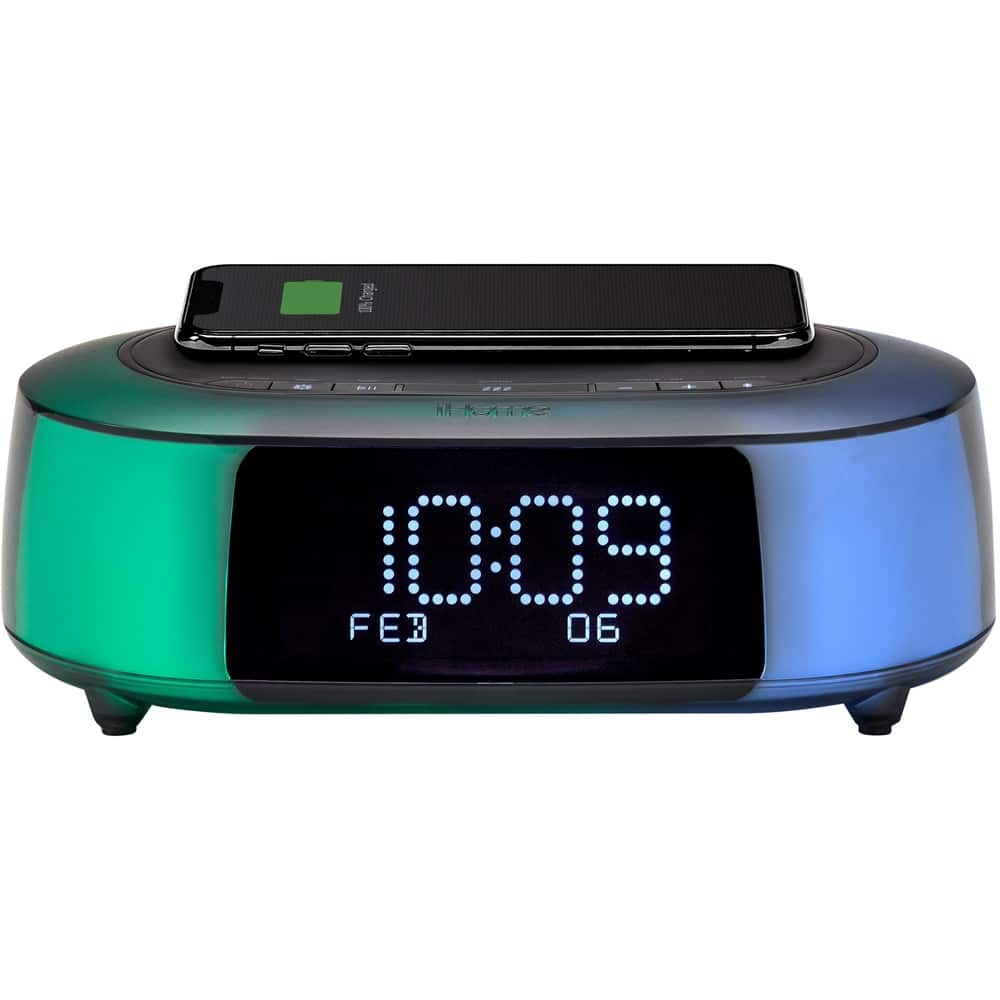 Alt View 13. iHome - TimeBoost Glow - Color Changing Bluetooth Alarm Clock Speaker System with Qi Wireless Fast Charging and USB Charging - Black.