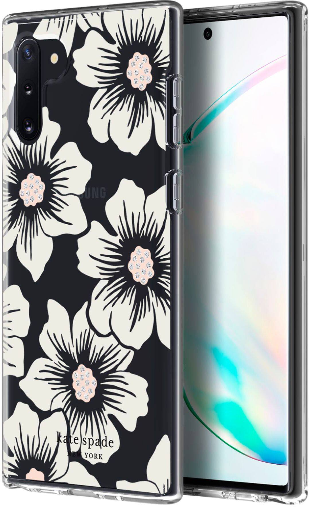 Alt View 12. kate spade new york - Hard Shell Case for Samsung Galaxy Note10 - Hollyhock Floral Clear/Cream With Stones.