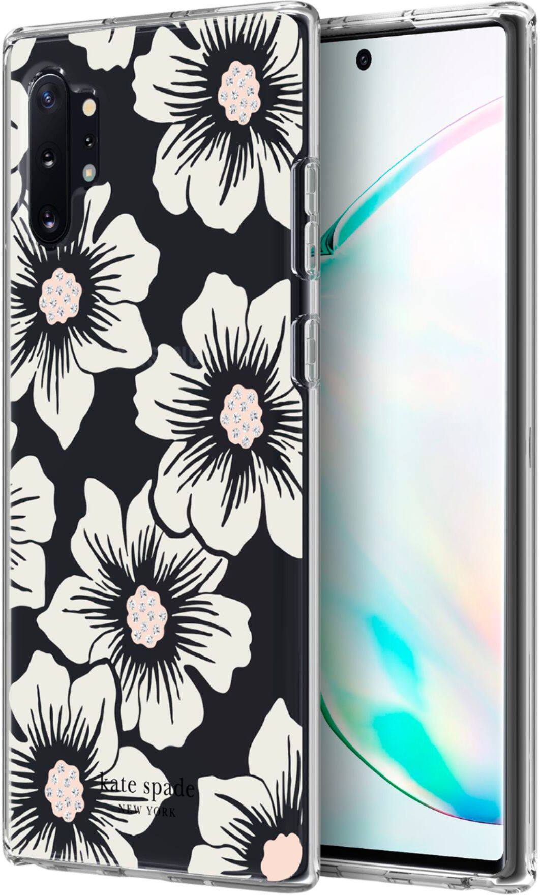 Alt View 11. kate spade new york - Hard Shell Case for Samsung Galaxy Note10+ and Note10+ 5G - Hollyhock Floral Clear/Cream With Stones.