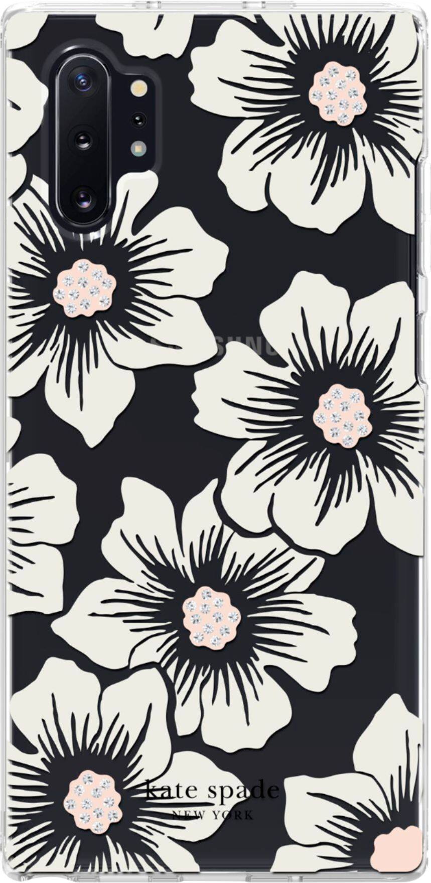 Alt View 1. kate spade new york - Hard Shell Case for Samsung Galaxy Note10+ and Note10+ 5G - Hollyhock Floral Clear/Cream With Stones.