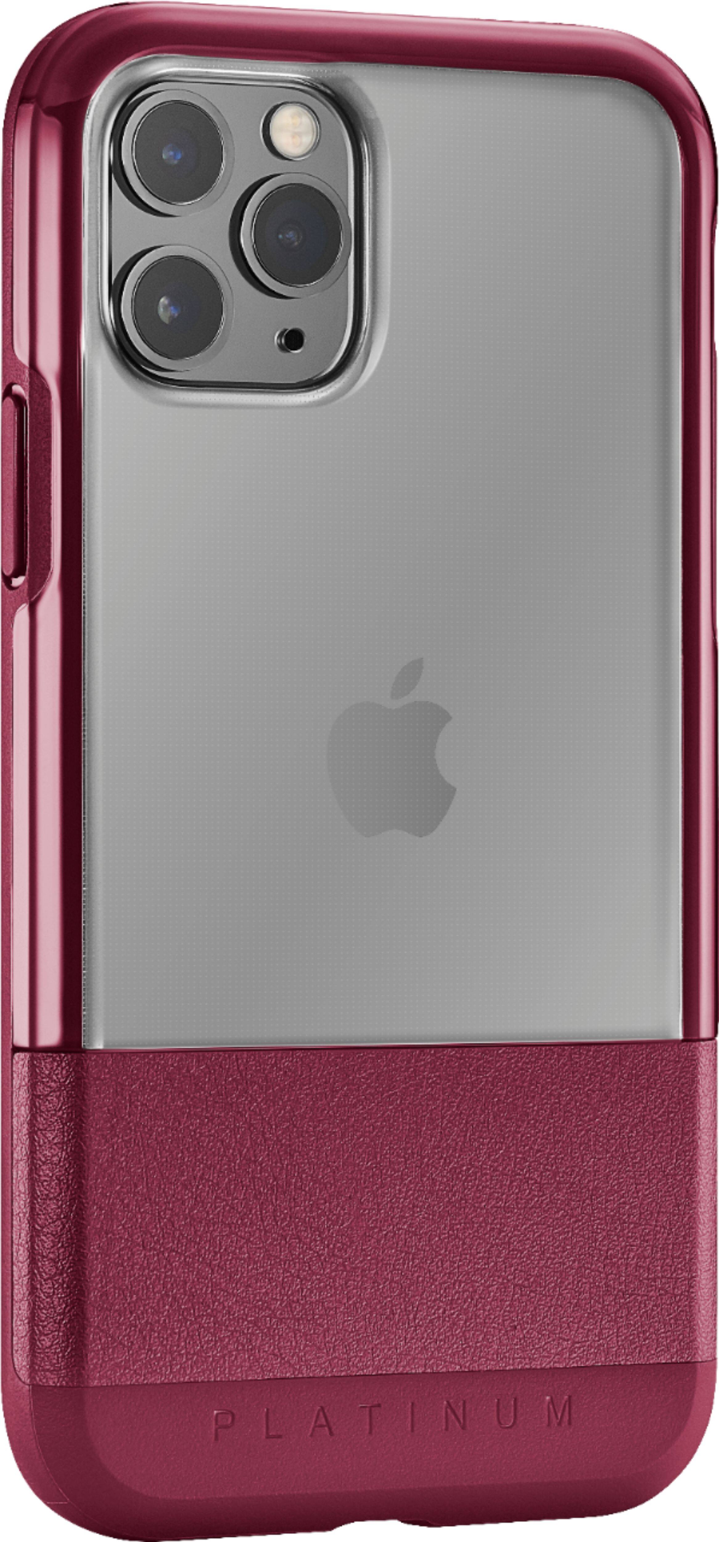 Angle View: Platinum™ - Hard Shell Case for Apple® iPhone® 11 Pro - Maroon With Clear Accents