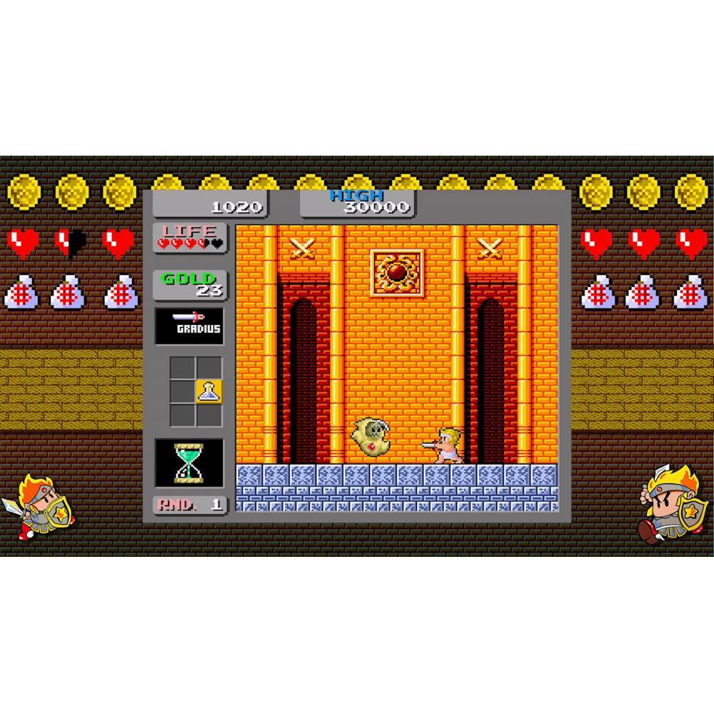 The image features a video game with a character standing in front of a door, possibly in a dungeon. The game is set in a pixelated world, and the character is holding a sword. The game has a timer, and the character is currently at 1020 life. There are also several hearts scattered throughout the scene, which could be related to the game's scoring system or represent the character's health.