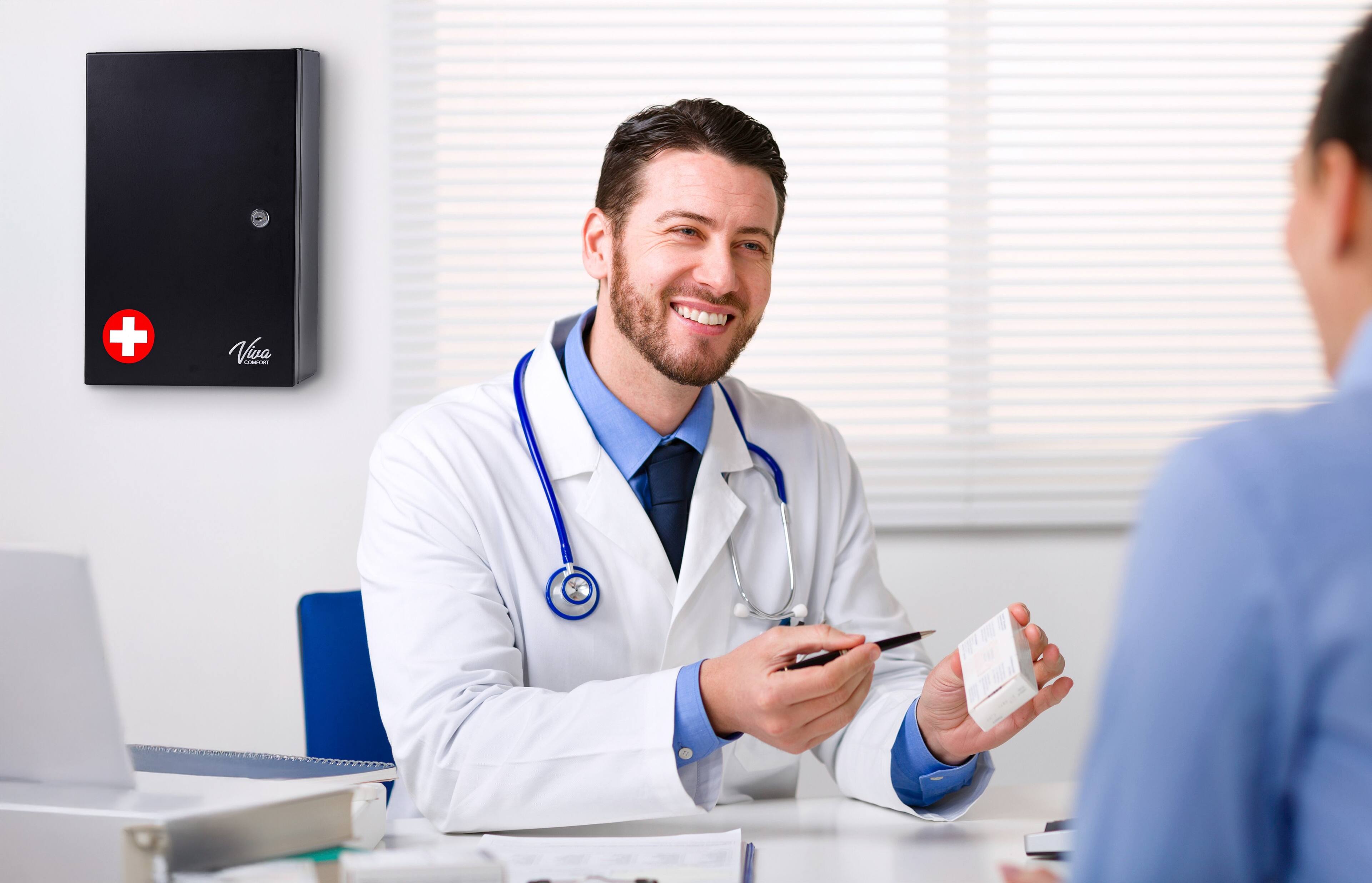 Alt View 8. Viva Comfort - Medium Double Door Bathroom Locking Secure Storage Medicine Cabinet - black.