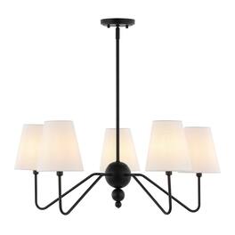 Jonathan Y - Skylar 32" 5-Light Classic Minimalist Metal Inverted Gourd LED Chandelier - Black