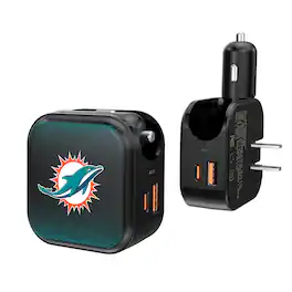 Keyscaper - Miami Dolphins 2-in-1 USB A/C Charger - Black