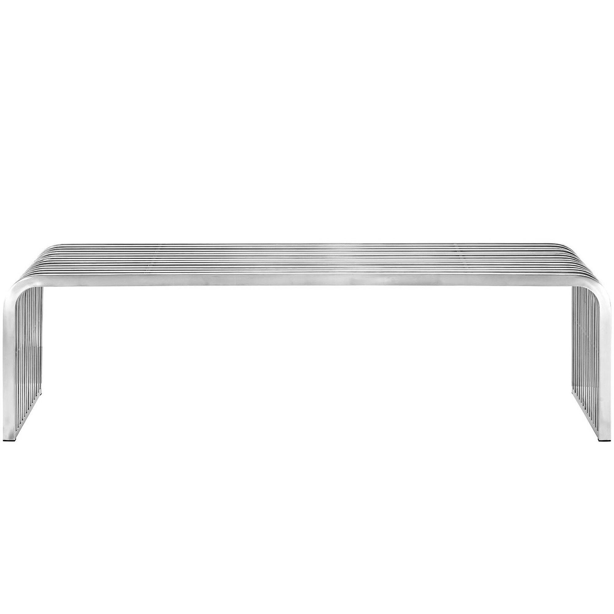 Left. Modway - Pipe 60" Stainless Steel Bench by Modway - Silver.