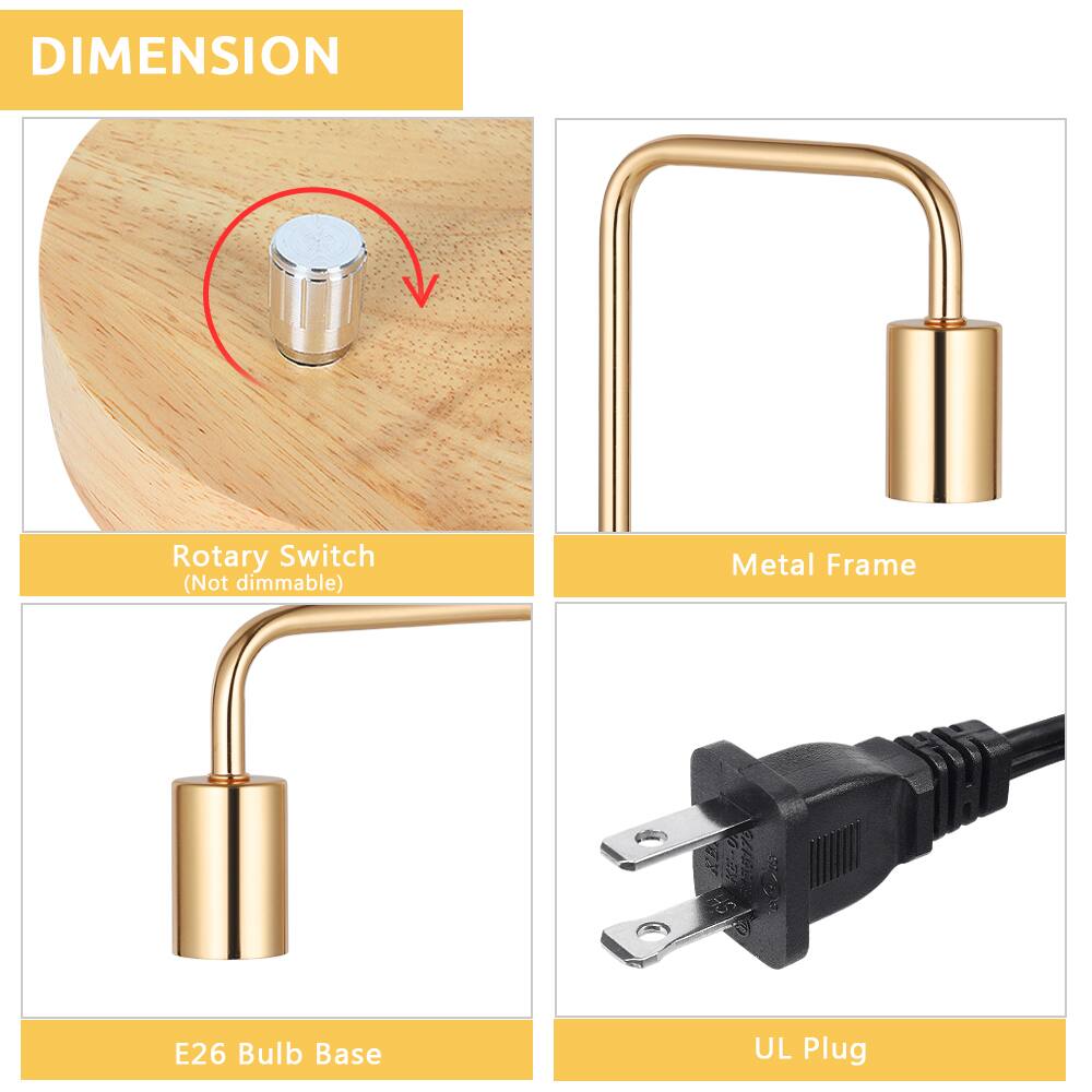 DIMENSION Rotary Switch (Not dimmable) Metal Frame E26 Bulb Base UL Plug