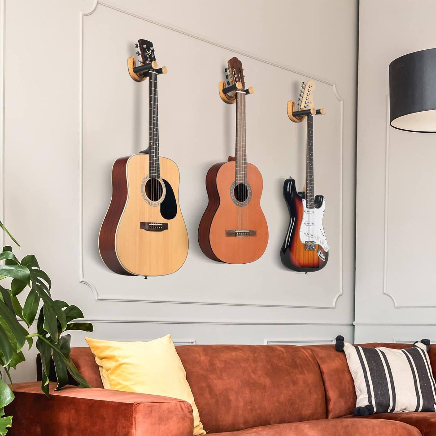 Alt View 3. CAHAYA - CAHAYA Guitar Wall Mount Hanger Adjustable U-Shaped Hook with 5 Picks and 1 Pick Bag for Bass Banjo CY0297.