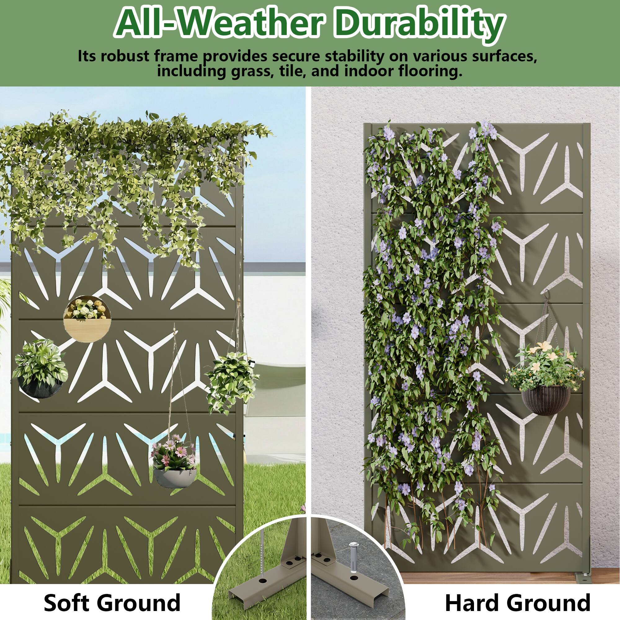 PexFix Outdoor Privacy Screen Freestanding Metal Privacy Divider with ...
