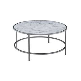 Convenience Concepts - Gold Coast Faux Marble Round Coffee Table - White Faux Marble/Silver Frame