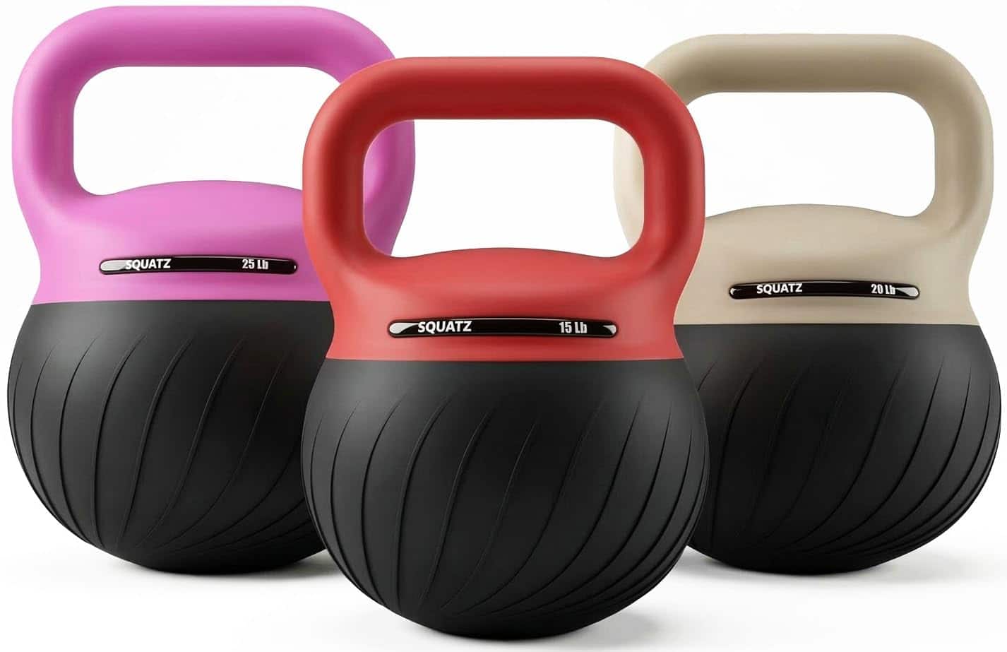 Pyle - Squatz Soft Drop Kettlebell Set for Home Gym Strength Training - Cushioned Base Kettlebell Set with Wide Grip Handle - Assorted
