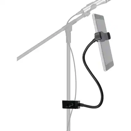 Front. MOSZAR LLC - Phone Holder – 360° Rotating Flexible Long Arm, Black Desk & Bed Mount Clip - Black.