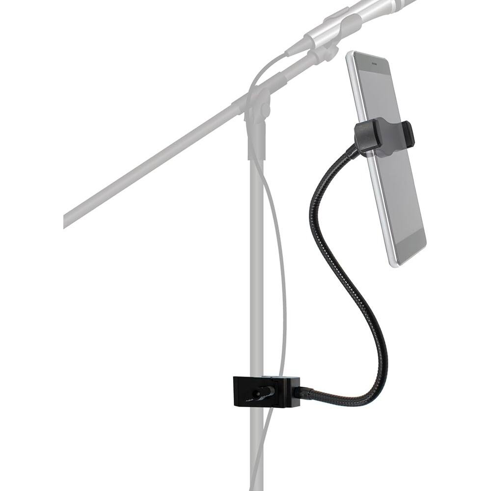 Front. MOSZAR LLC - Phone Holder – 360° Rotating Flexible Long Arm, Black Desk & Bed Mount Clip - Black.