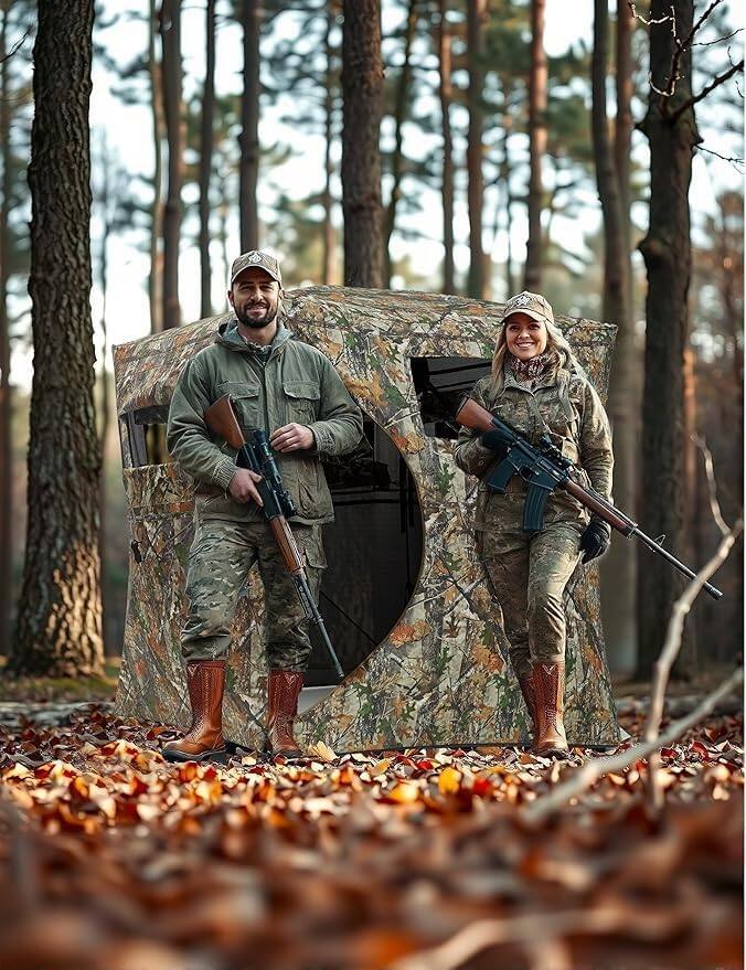 Alt View 2. Homhougo - Hunting Blind, 2-3 People Hunting Tent, 58" 58" 66" H with 270° See Through Windows and Silent Magnetic - ‎Camouflage.