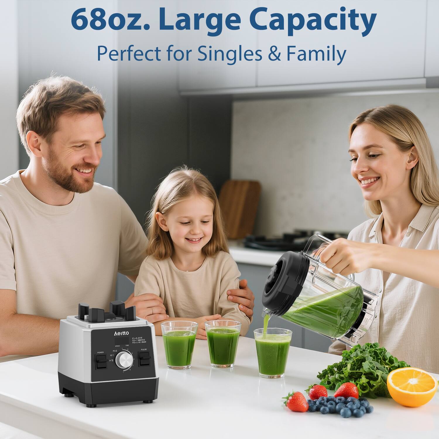 68oz. Large Capacity  
Perfect for Singles & Family